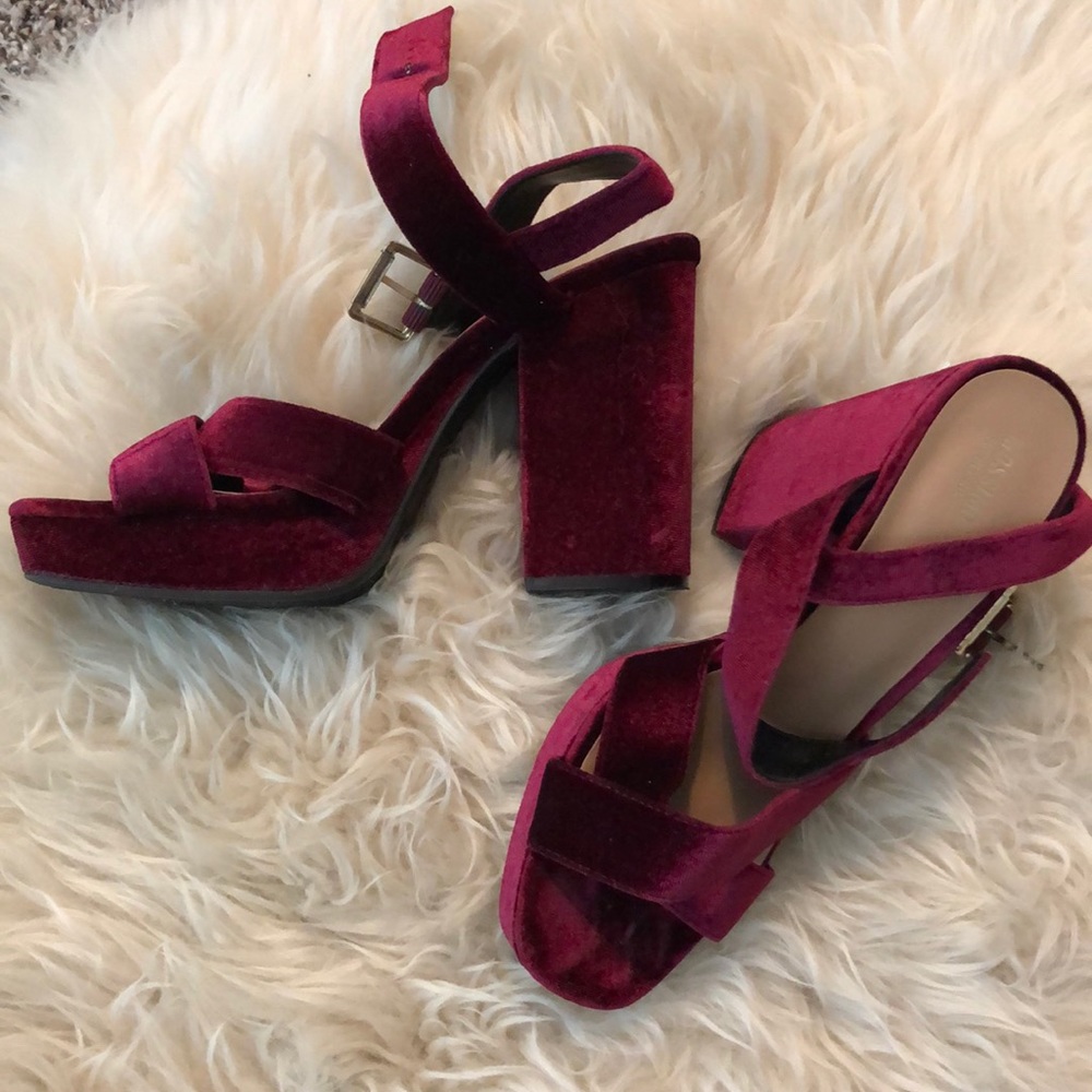 Velvet platform heels